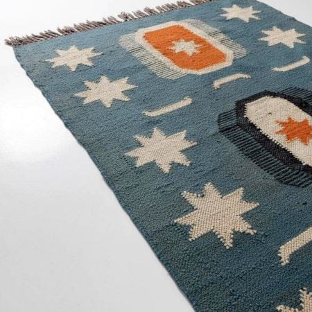 Handcrafted Jute Multicolor Vintage Dhurrie For Living Room